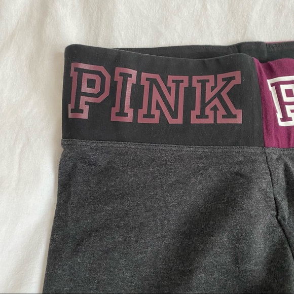 VS Pink Dark Grey Yoga Leggings With Maroon Accents Size Small - Picture 2 of 6